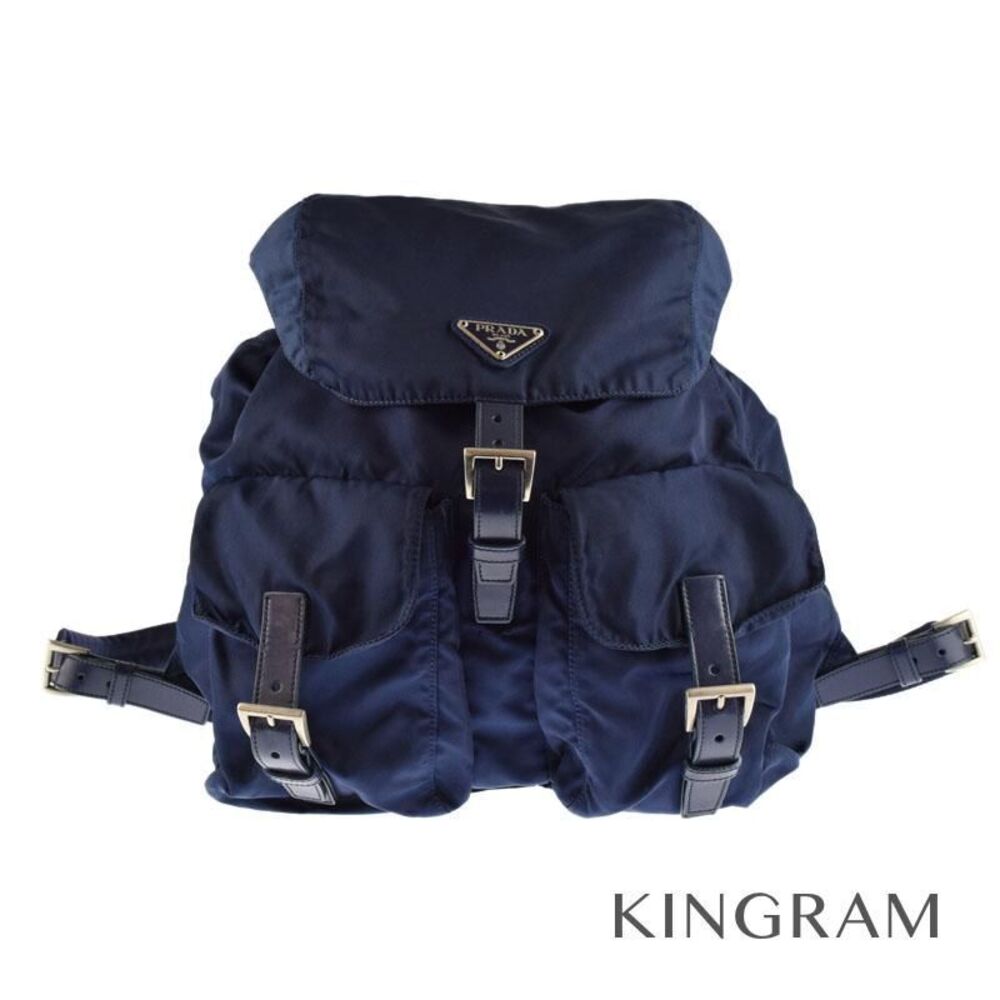 Prada backpack enameled metal triangle logo leather